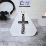 گردنبند استیل صلیب سه حلقه - تصویر 2