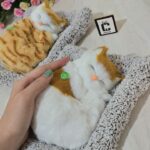 عروسک گربه خوابیده روی تشک – کیوت، نرم و صدا دار